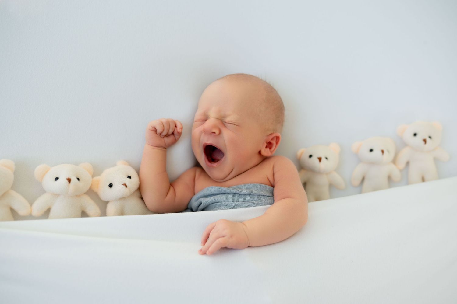 Soft neutral newborn baby boy portrait elegant style Nashville newborn photography