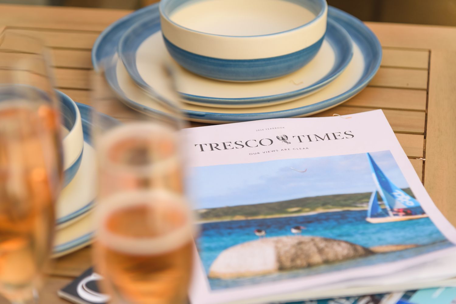 relaxing afternoon champagne scene- tresco times
