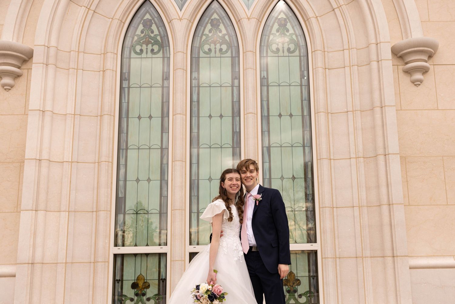 Couple portrait after temple wedding
