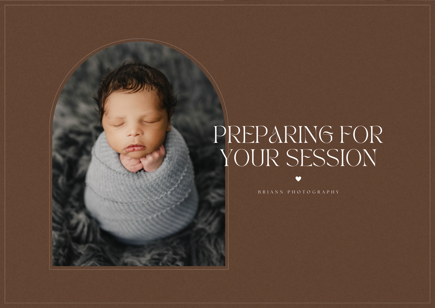 Professional photography guide cover with newborn in grey wrap against dark background.
