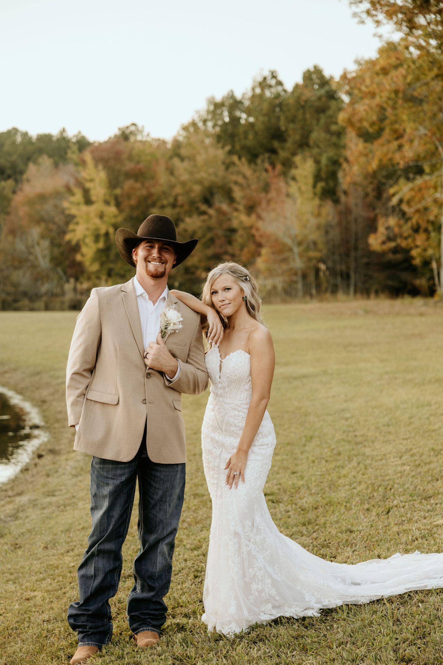 Photograph of the bride and groom at a wedding in Senoia, Georgia