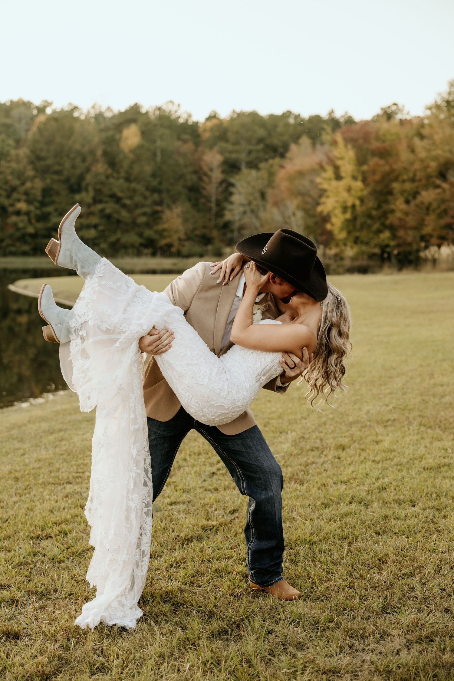 Photograph of the bride and groom at a wedding in Senoia, Georgia