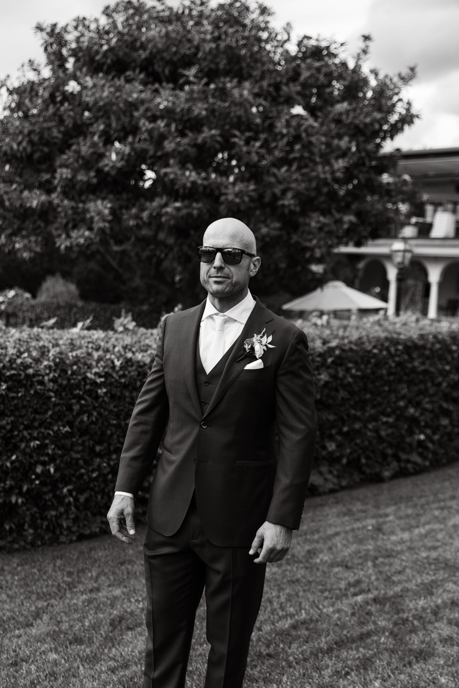 groom at luxury wedding in carmel