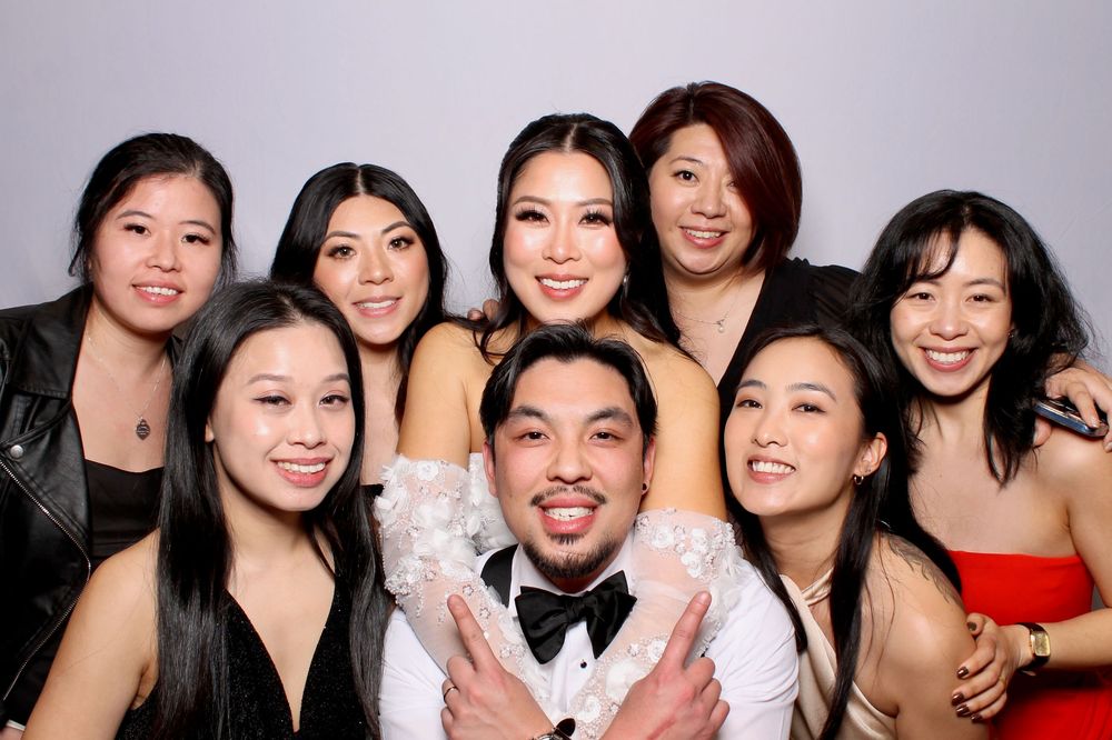 Collage of group photos showing people at social gatherings and events in casual attire.