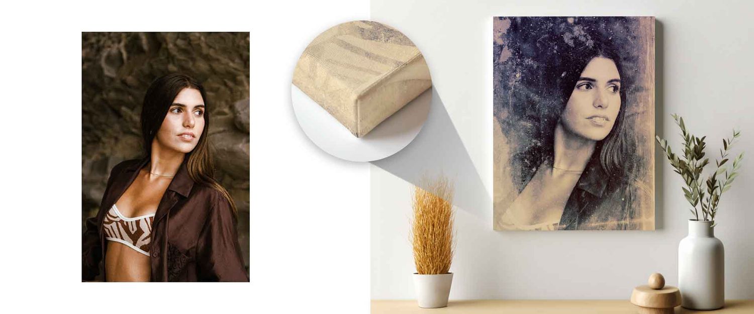 Uma fotografia sensual, tratada artisticamente para decorar uma sala ou um escritório, impressa em tela ou em papel fotográfico.