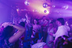 Guests dancing and celebrating at Johannesdal 1207 wedding reception