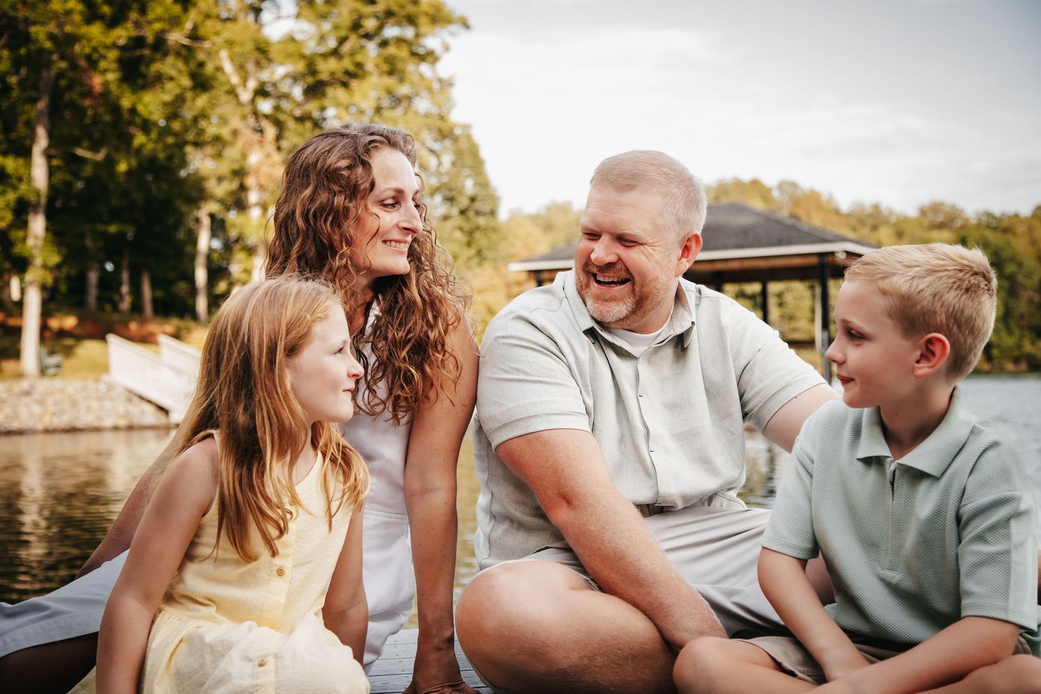Brittany and Dave laugh with their children.
