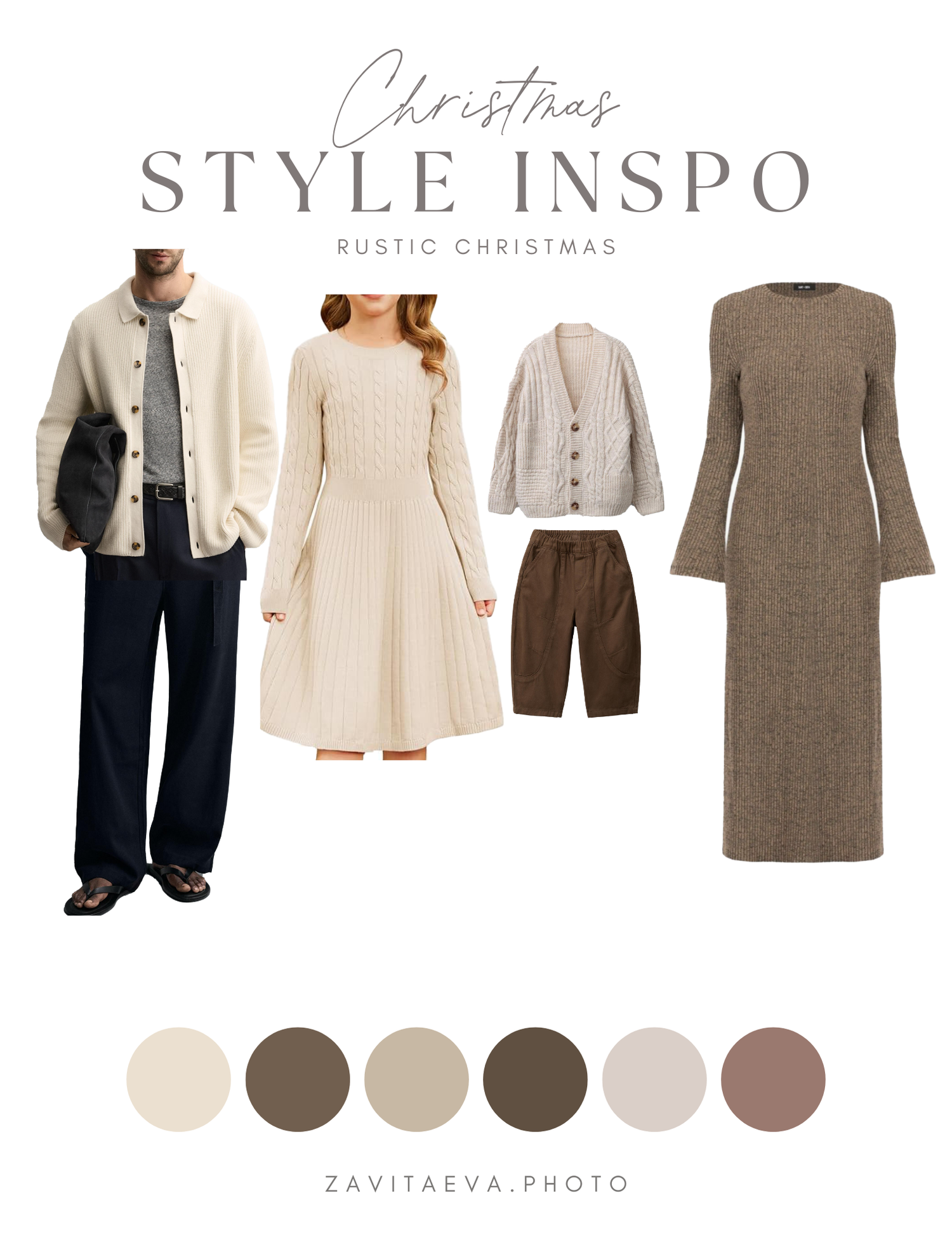 Fashion mood board showing coordinated outfits in soft mint green, blush pink and beige color palette for style inspiration.