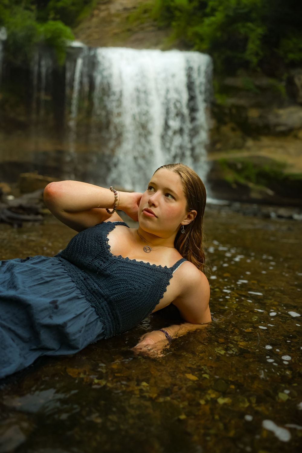Cascade Falls in Osceola, WI portrait photography for senior photo session.