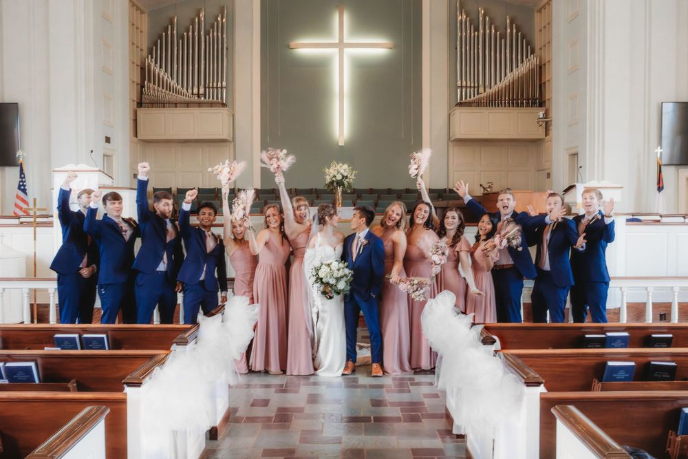Fall wedding in Hartselle Alabama with blush and navy wedding colors