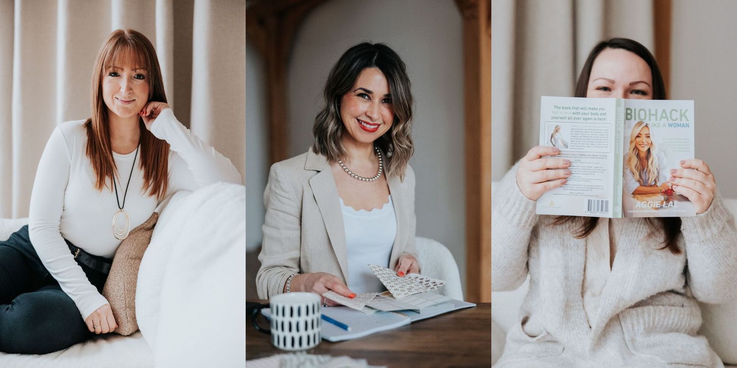 A collage of hands writing and journaling in notebooks with white and neutral tones.
