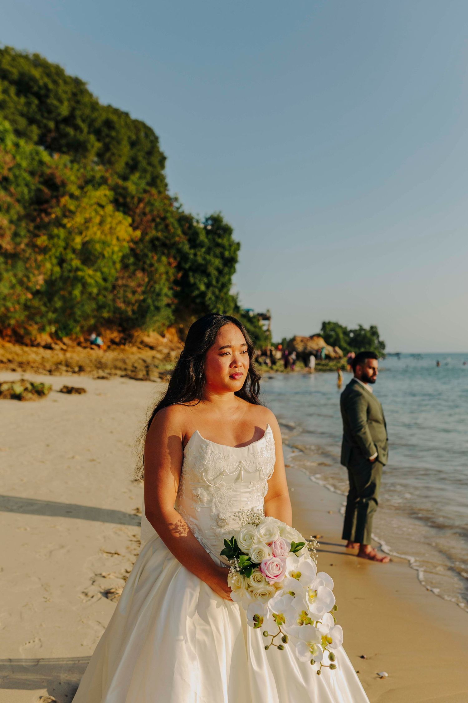 High-end wedding photographer in Zanzibar photographing an intimate moment