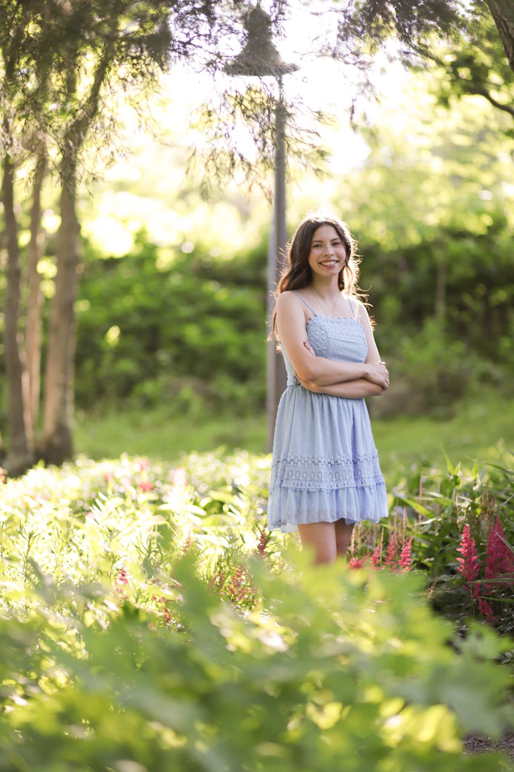 Confident high school senior photographed outdoors at Enger Tower Park