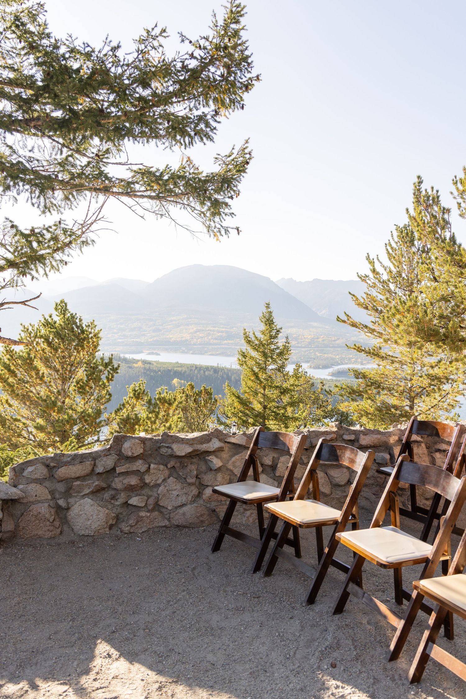 details of chairs for wedding with views in the background