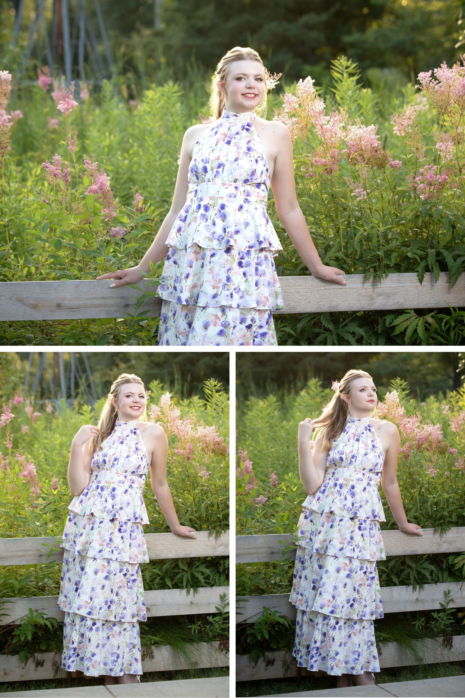 Olentangy senior pictures in Inniswoods.  Senior pictures in the park.  Senior pictures reading a book on a bench. Floral senior pictures.