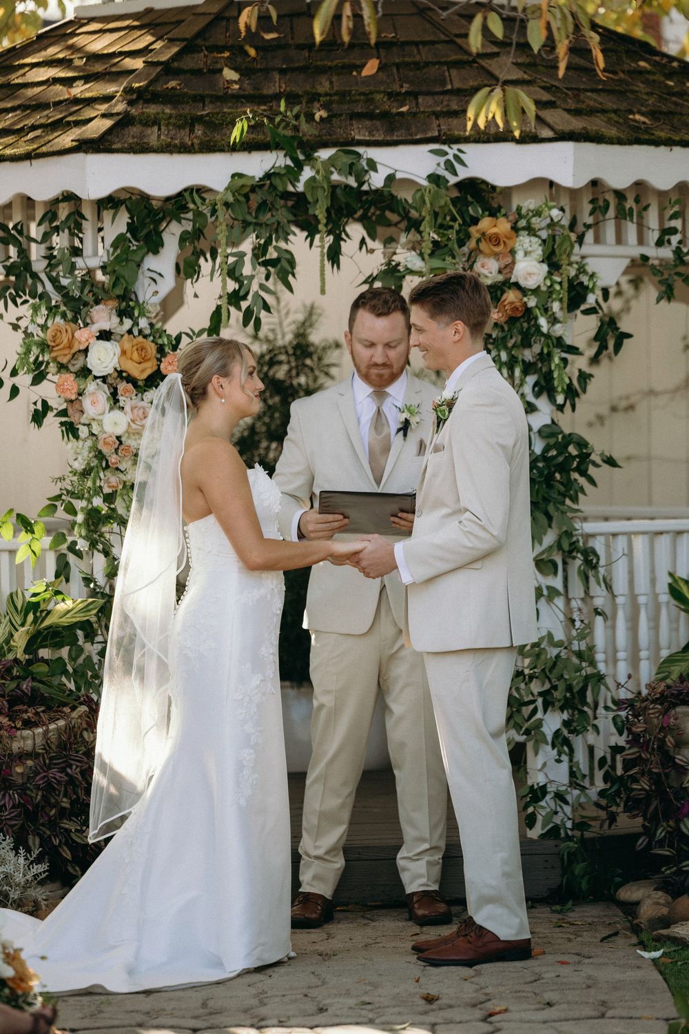 Outdoor garden wedding ceremony at Lillian Gardens in Newnan, Georgia