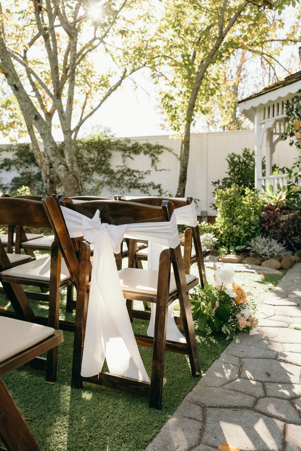 Outdoor garden wedding ceremony at Lillian Gardens in Newnan, Georgia