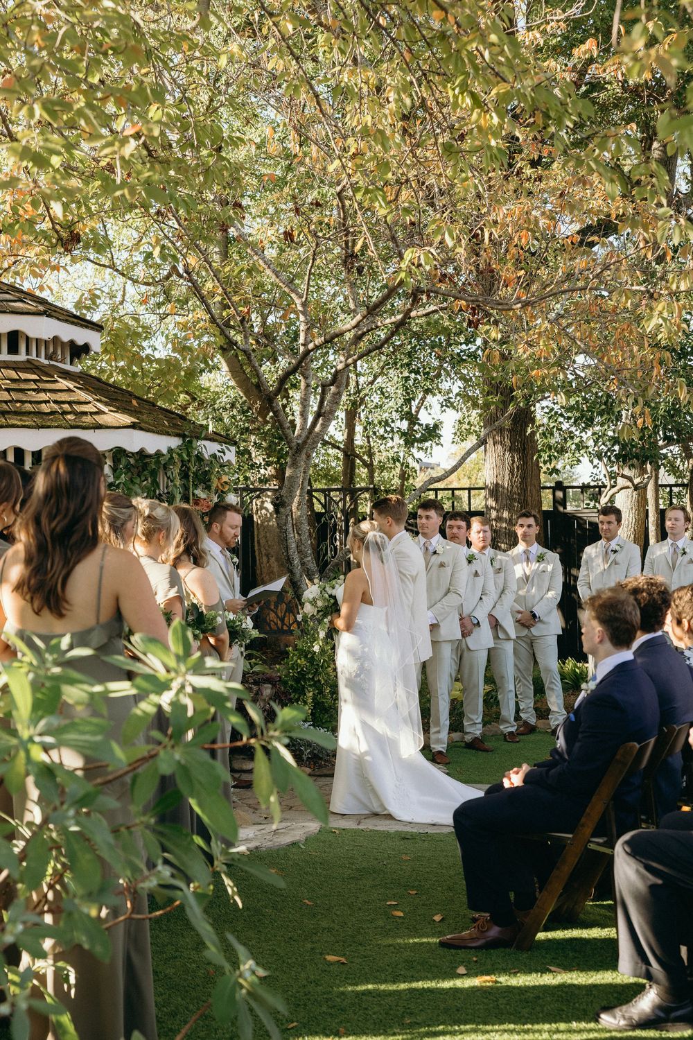 Outdoor garden wedding ceremony at Lillian Gardens in Newnan, Georgia