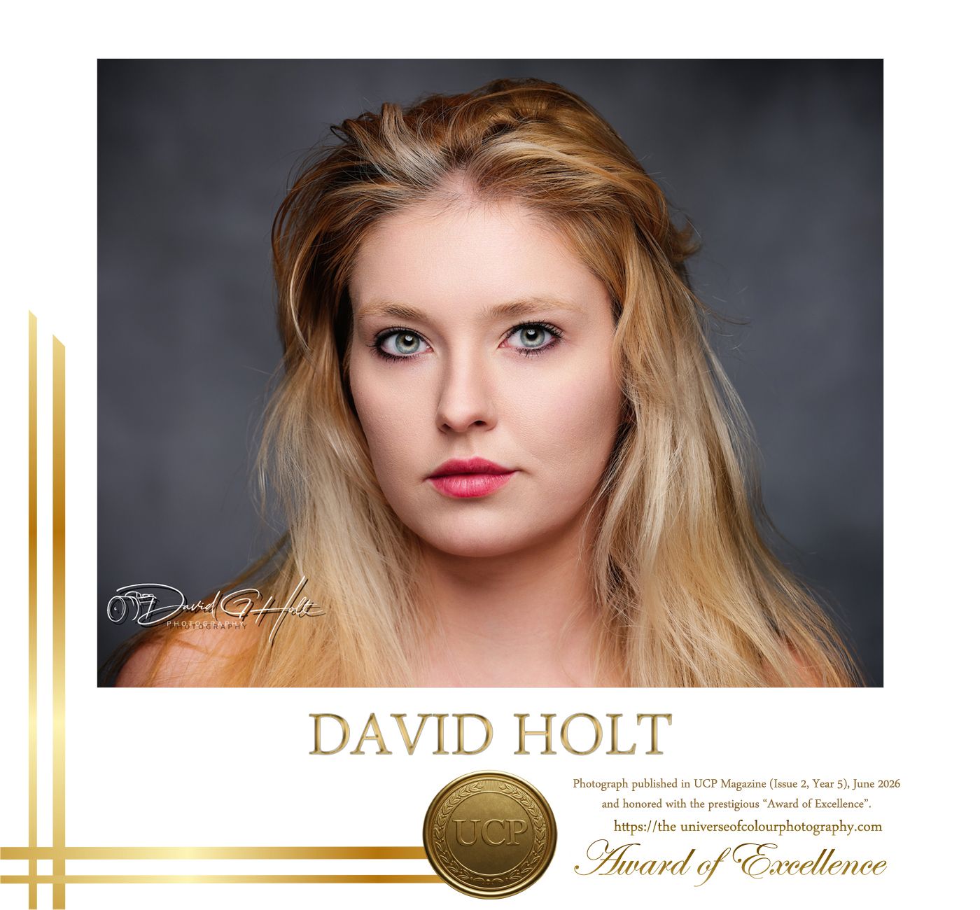 David G Holt Photography - Professional portrait photography collage with moody lighting and elegant poses against dark backgrounds.
