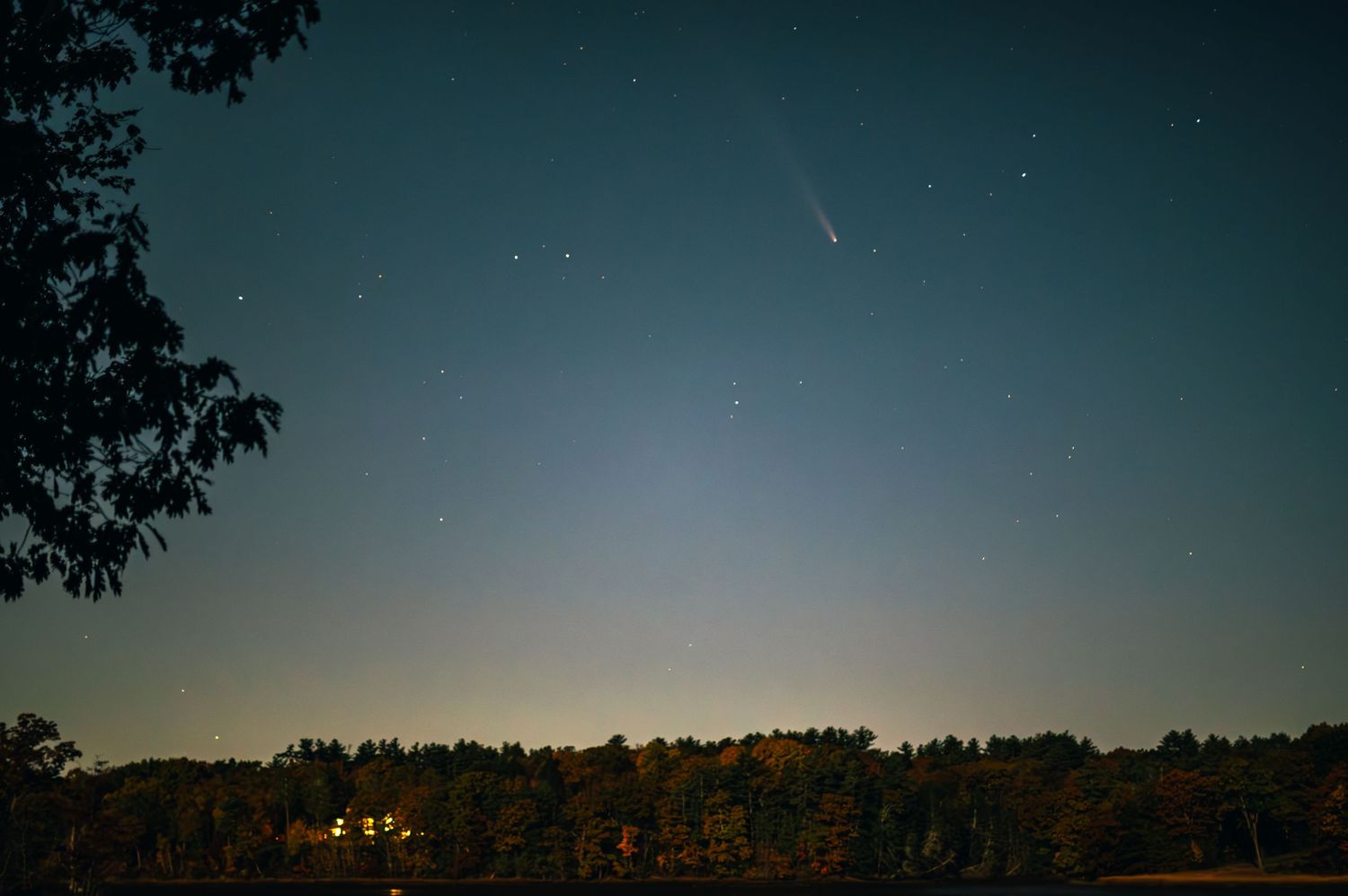 Comet Overhead of River in Dover NH