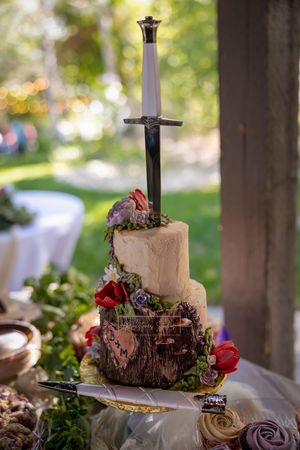 wedding cake with sword