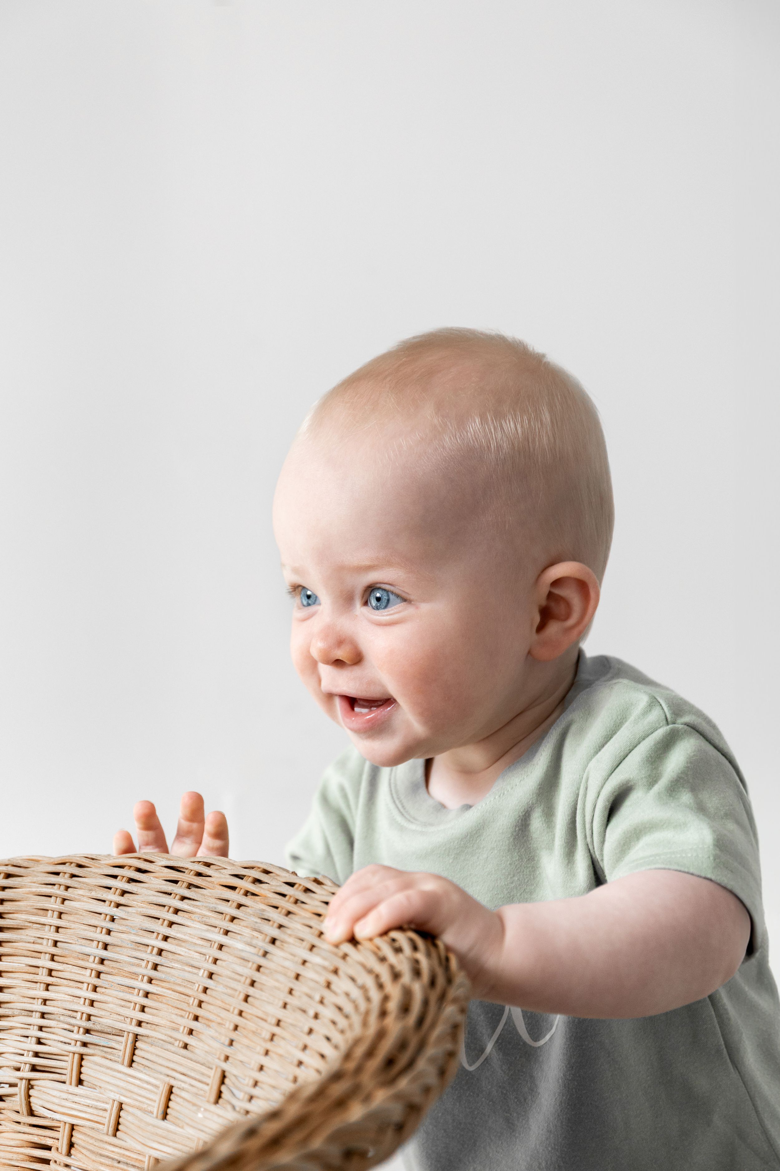 Baby milestone photos Nottingham first birthday natural studio session