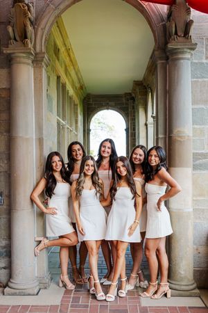 Fairfield University Graduation Photos Bellarmine Hall Stag Statue Fairfield Sign SeaGrape Senior Phots FairfieldGrads Group Friend Photos