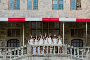 Fairfield University Graduation Photos Bellarmine Hall Stag Statue Fairfield Sign SeaGrape Senior Phots FairfieldGrads Group Friend Photos