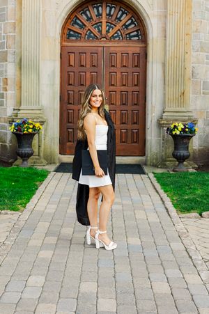 Fairfield University Graduation Photos Bellarmine Hall Stag Statue Fairfield Sign SeaGrape Senior Phots FairfieldGrads Group Friend Photos