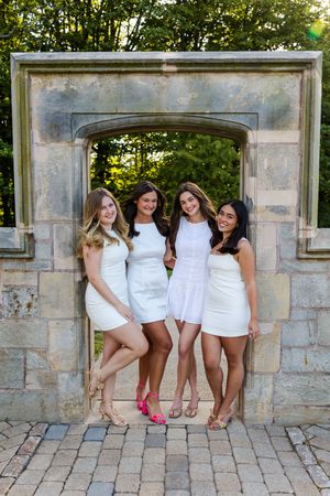 Fairfield University Graduation Photos Bellarmine Hall Stag Statue Fairfield Sign SeaGrape Senior Phots FairfieldGrads Group Friend Photos
