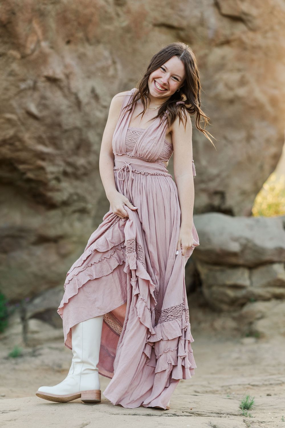Simi Valley senior at Corriganville Park captured at sunset with yoga poses for unique, personalized senior photos.
