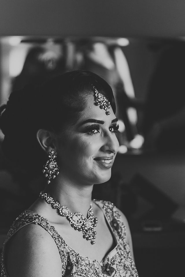 Black and white portrait series showing traditional Indian bridal jewelry and accessories in an elegant composition.