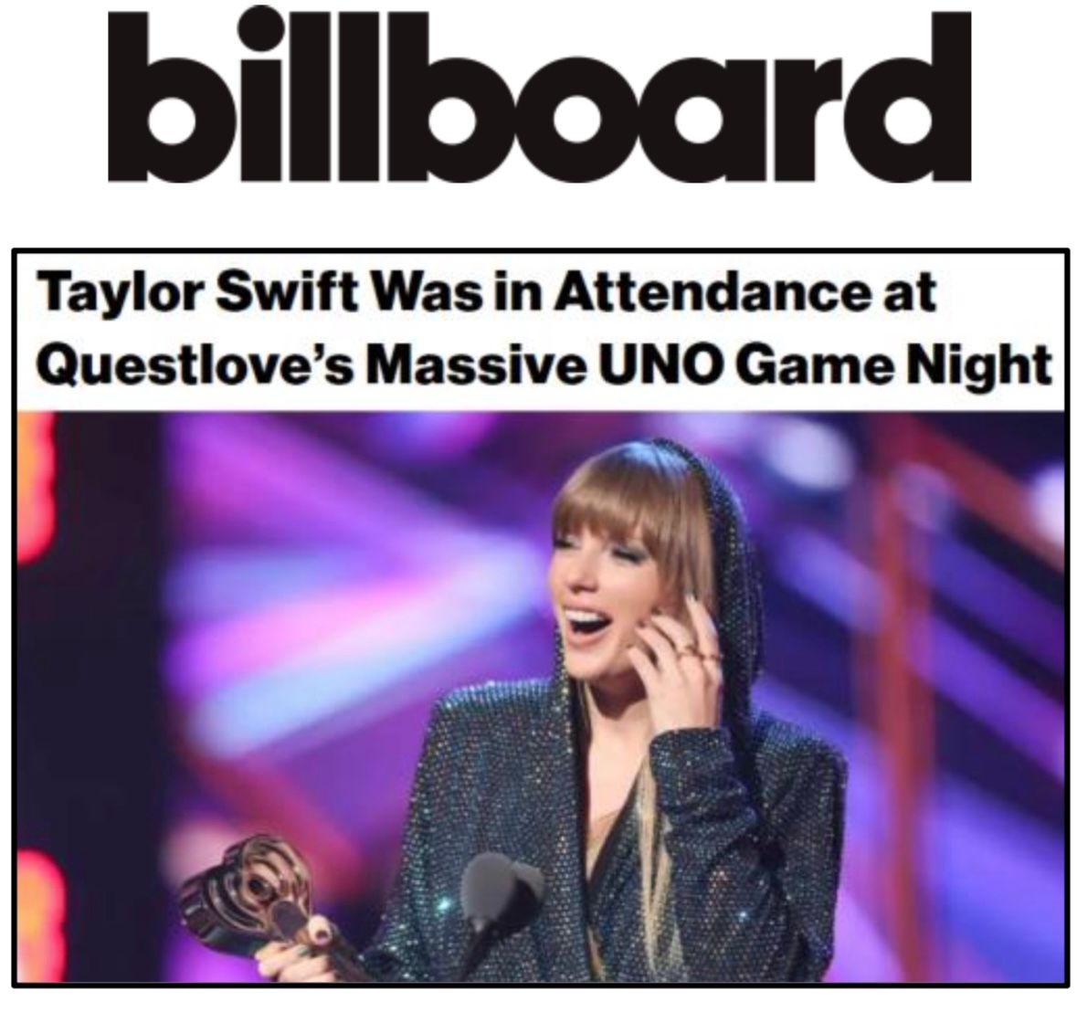 Billboard Press Taylor Swift at Questlove's Game Night