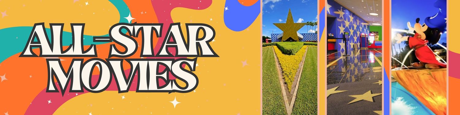 Colorful banner for All Star Movies featuring animated character silhouettes.
