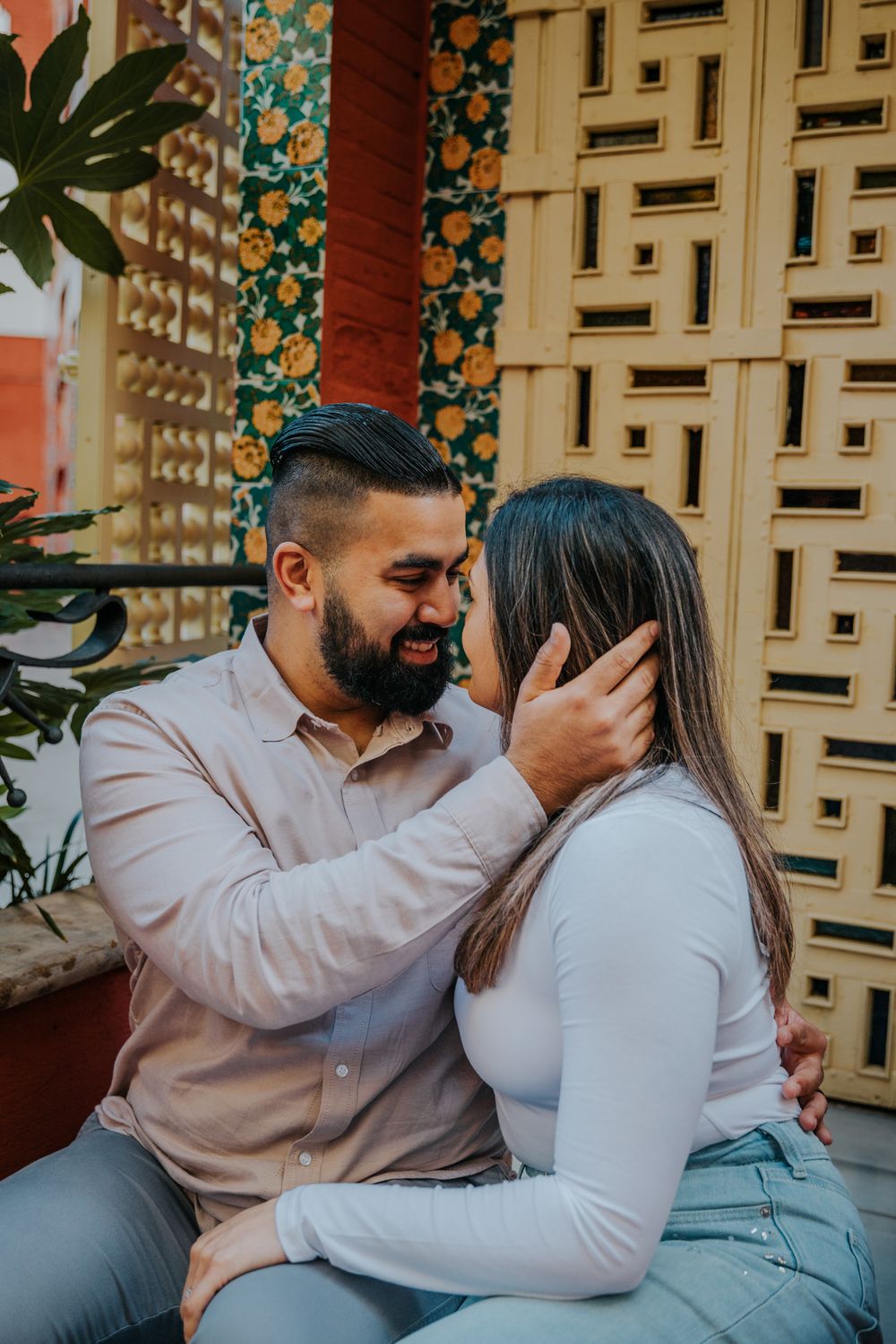 Intimate moment during anniversary shoot