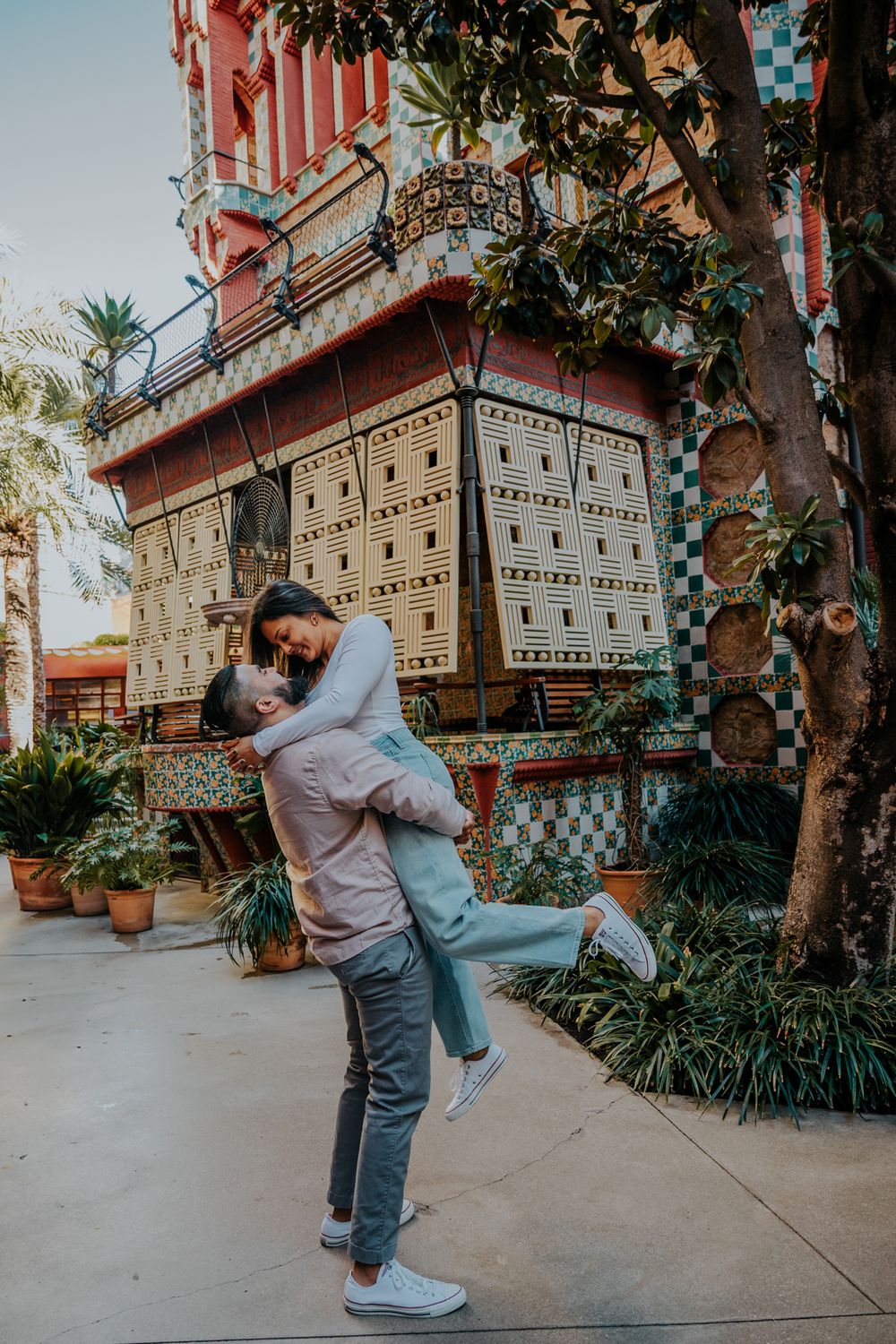 Anniversary moment with warm smiles