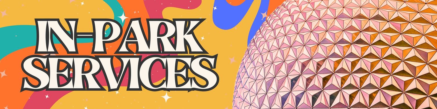 Colorful wavy banner design featuring park services text and decorative elements.