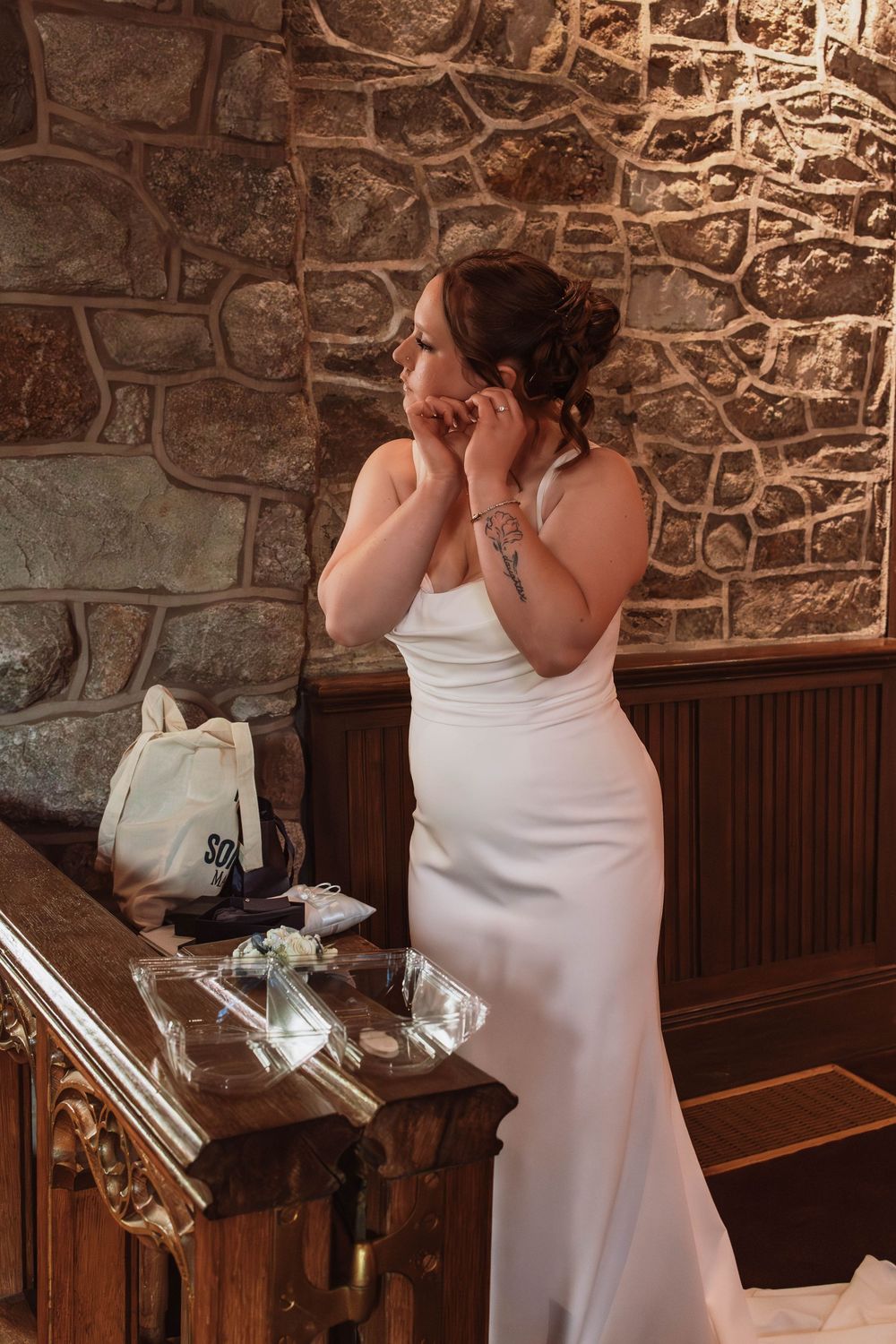 Intimate wedding ceremony at historic stone church Hudson Valley, NY