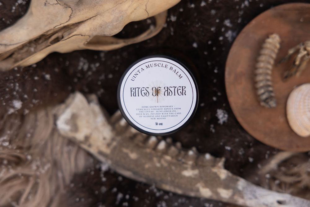 Product photography for natural herbal product on an altar background.