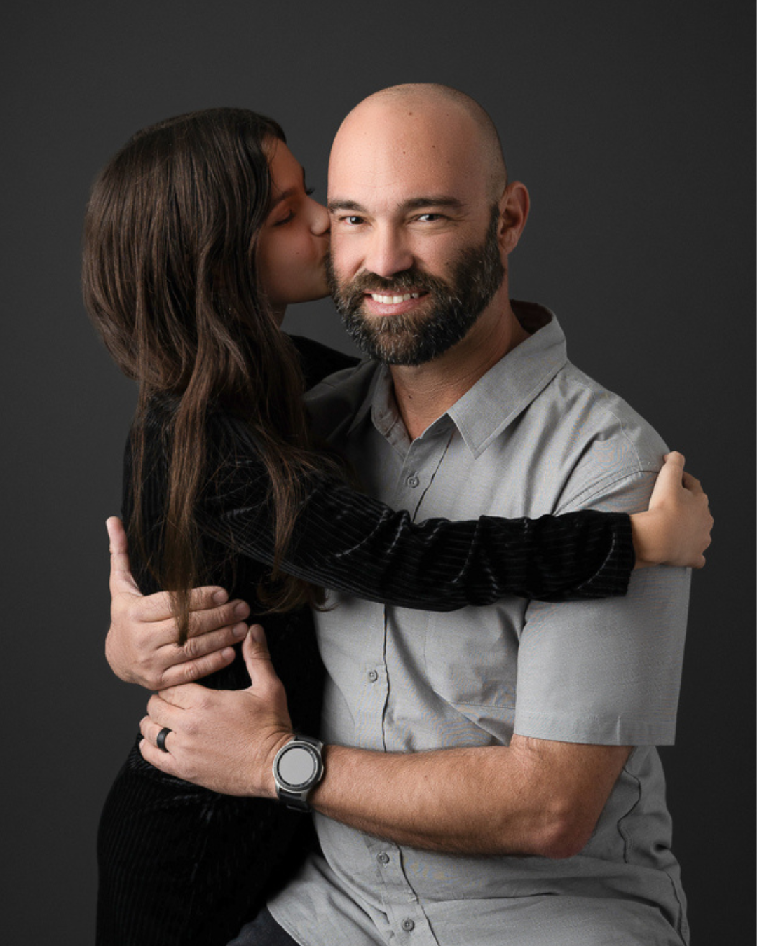 Emotional father-daughter portrait captured for Father’s Day photo gift in Lemoore studio