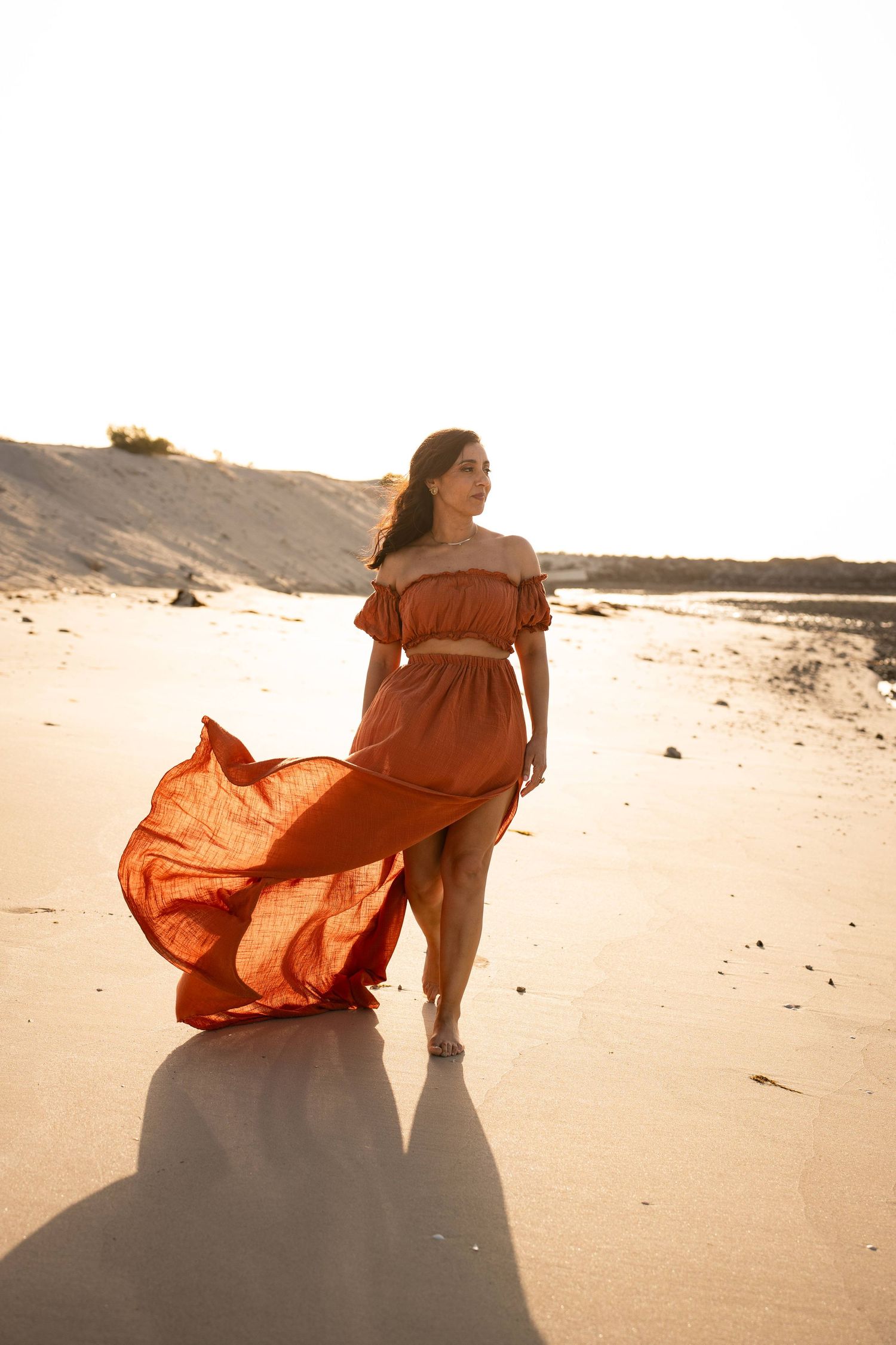 red dress beach sunset photoshoot abu dhabi
