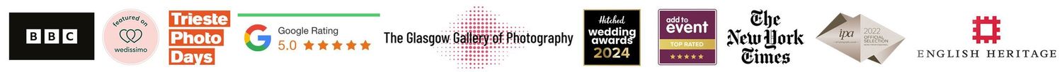 Row of media and photography company logos including BBC and urban.