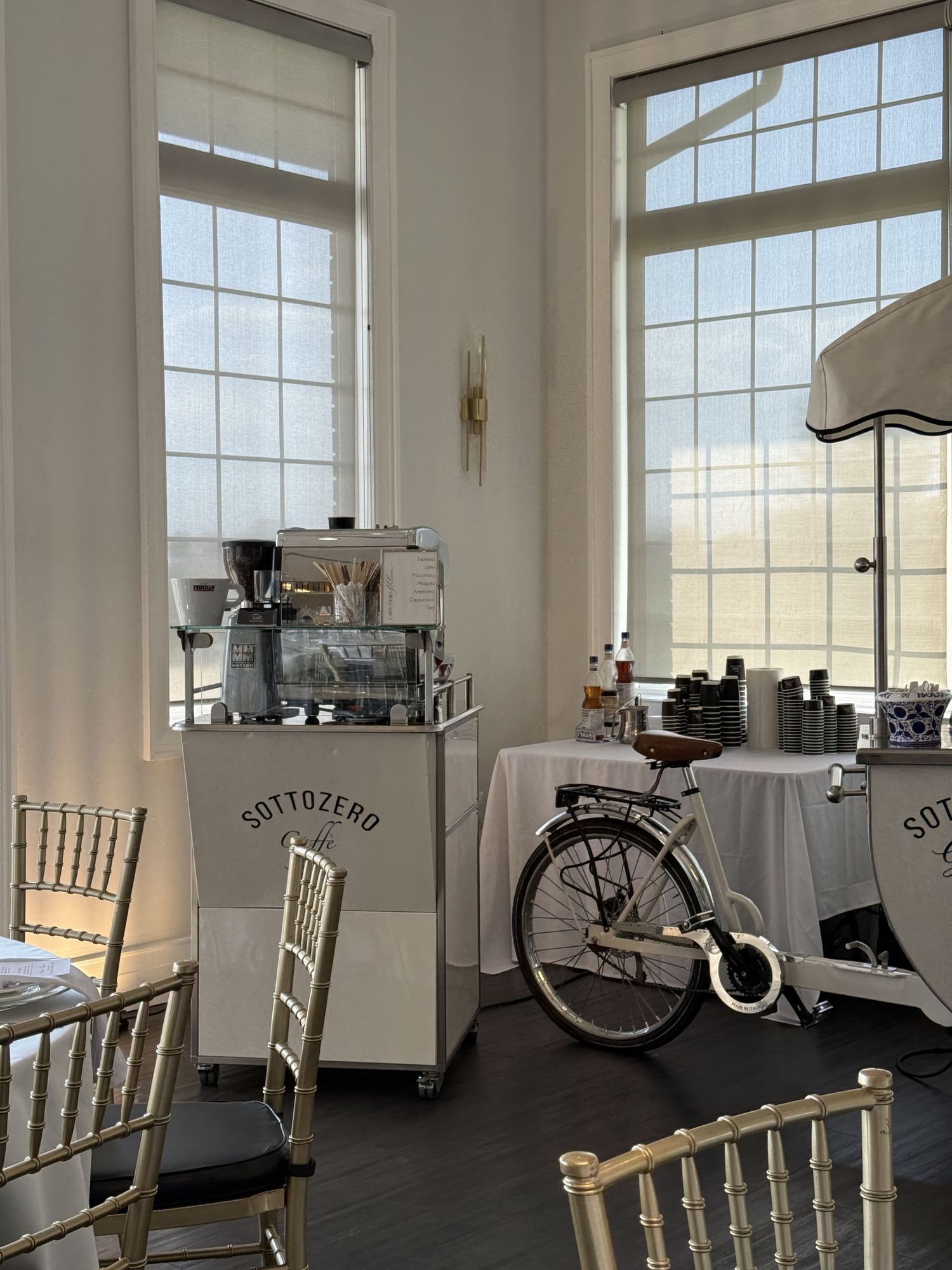 Sottozero Catering Windsor wedding setup at Ambassador Golf Club with elegant table styling and reception details