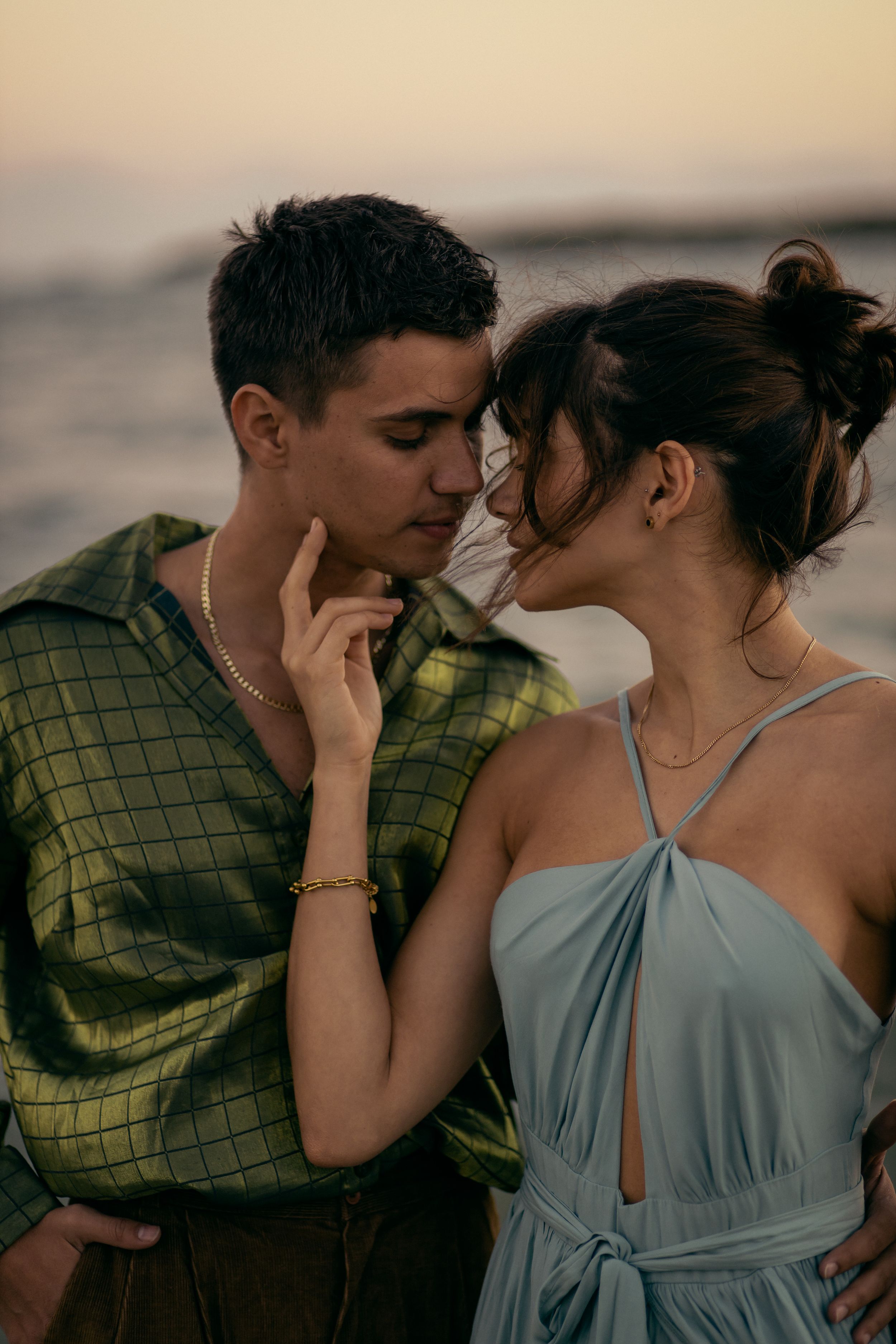 Intimate Miami engagement portrait with cinematic tones, styled for weddings, anniversaries, and love stories by MannyPortraits.