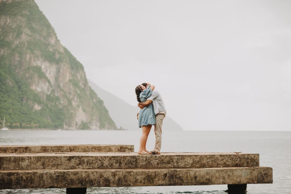 Saint Lucia engagement Photographer captures Surprise proposal with engagement photoshoot in Soufriere, St Lucia
