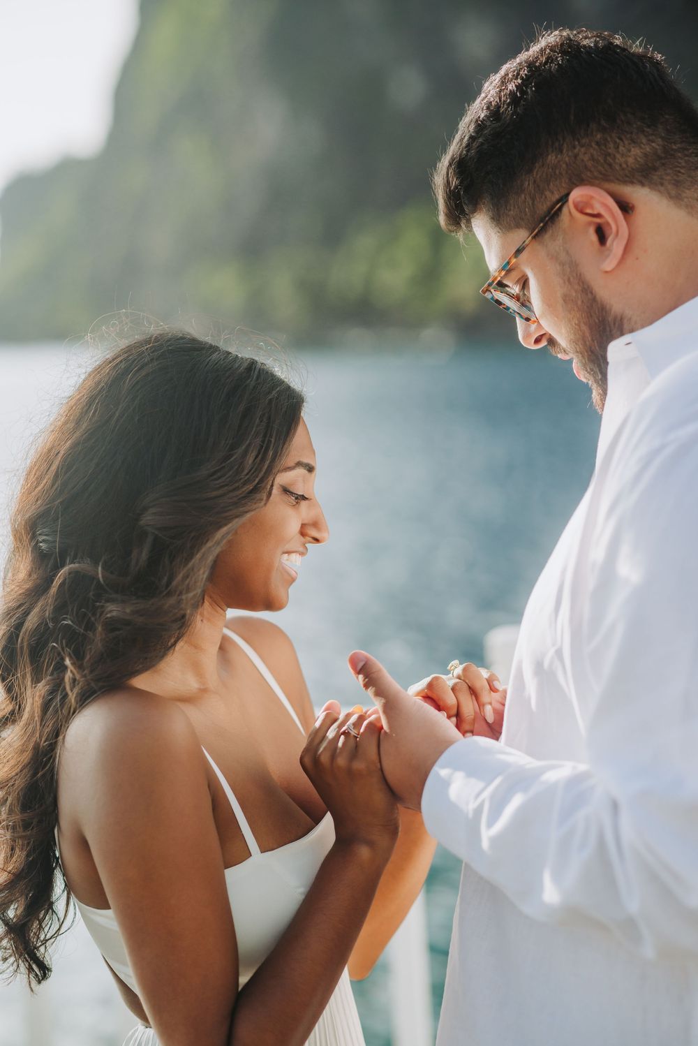 Saint Lucia engagement photographer captures Surprise proposal with engagement photoshoot Sugar Beach Viceroy, St Lucia