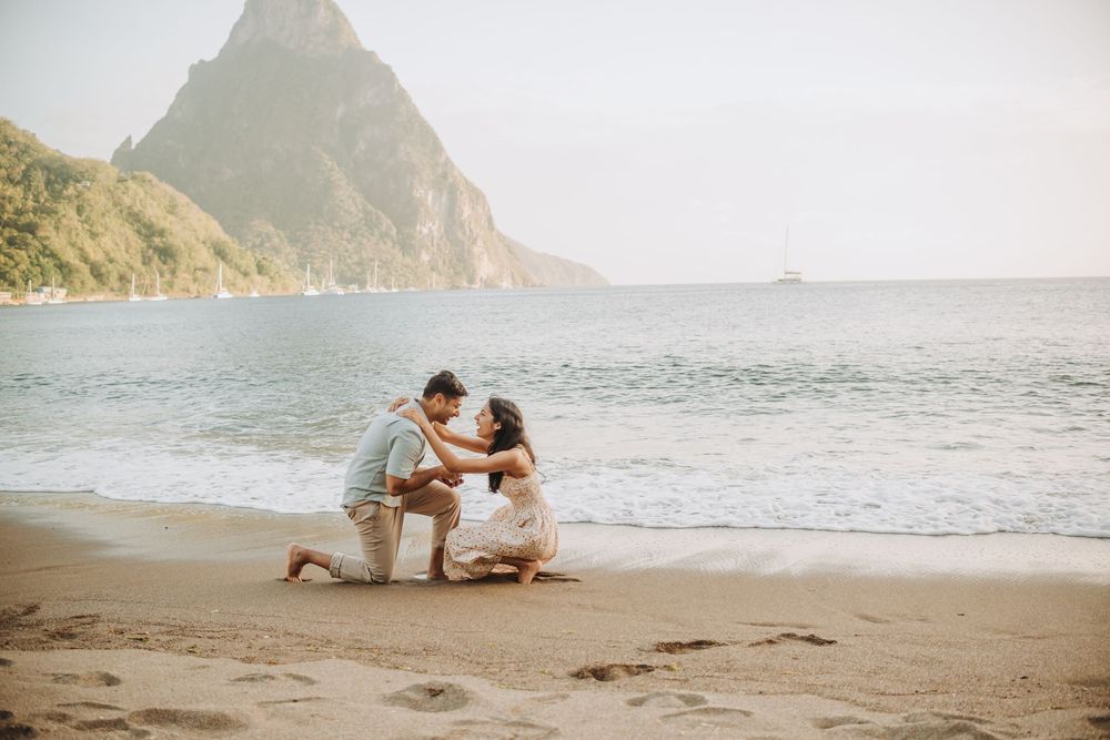 Saint Lucia engagement Photographer captures Surprise proposal with engagement photoshoot in Soufriere, St Lucia
