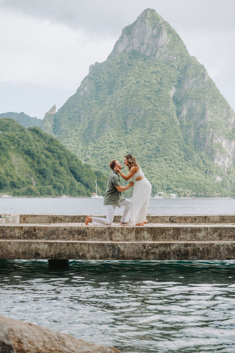 Saint Lucia engagement Photographer captures Surprise proposal with engagement photoshoot in Soufriere, St Lucia