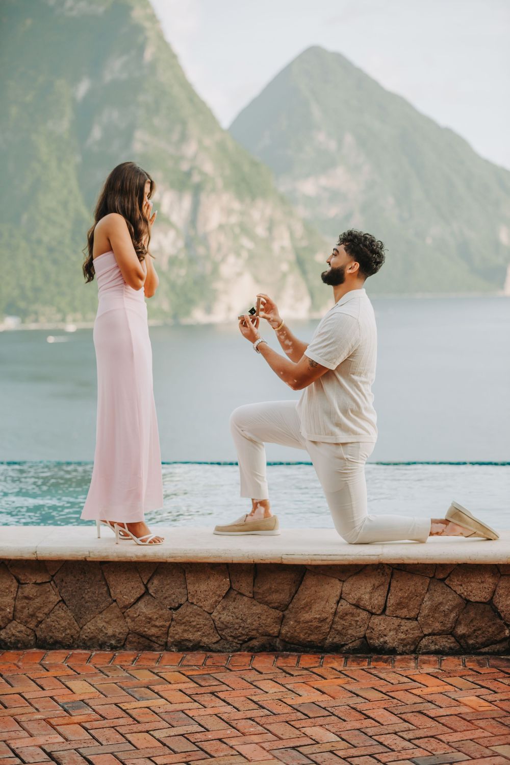 Saint Lucia engagement Photographer captures Surprise proposal with engagement photoshoot in Caille Blanc, St Lucia