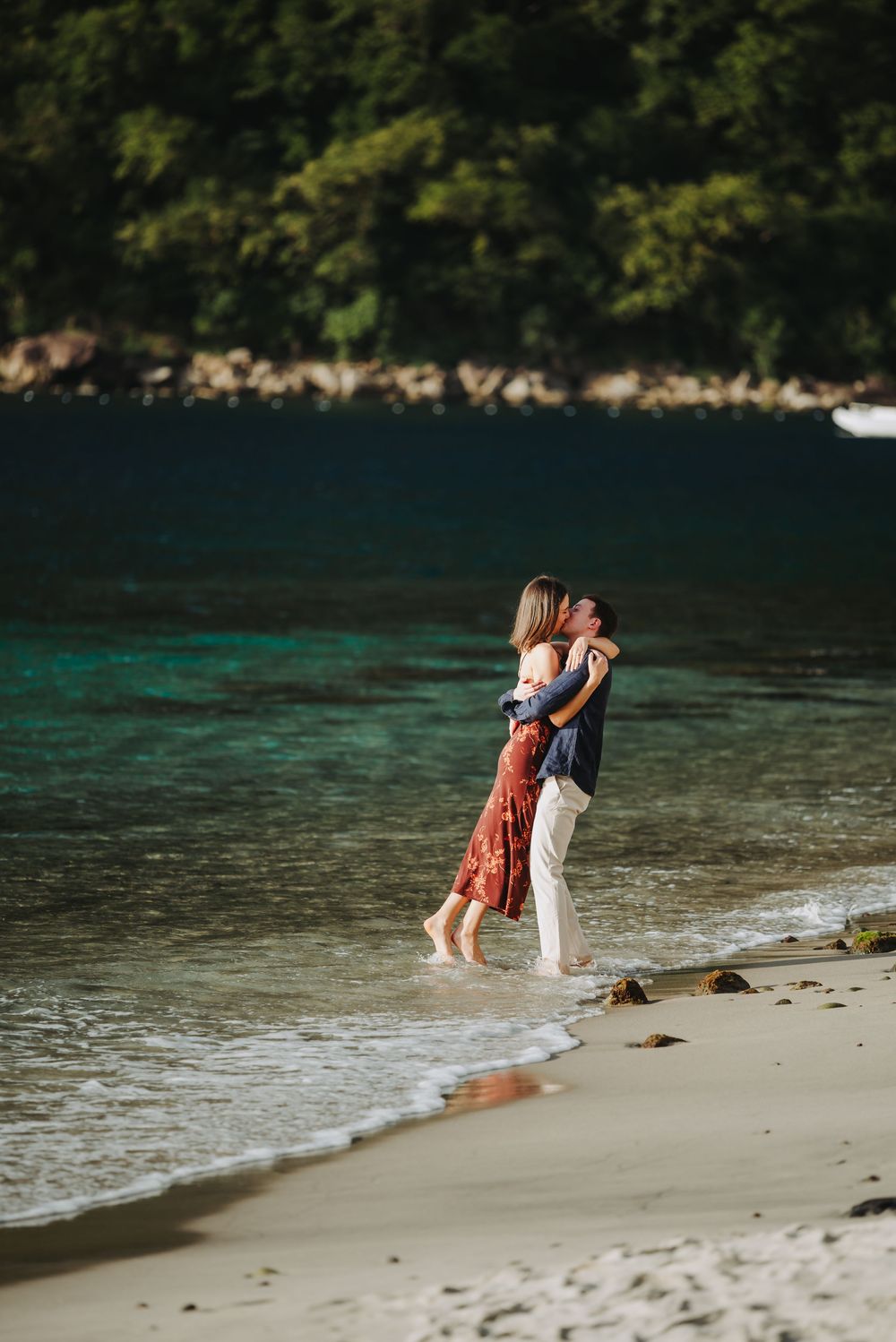 Saint Lucia engagement photographer captures Surprise proposal with engagement photoshoot Sugar Beach Viceroy, St Lucia